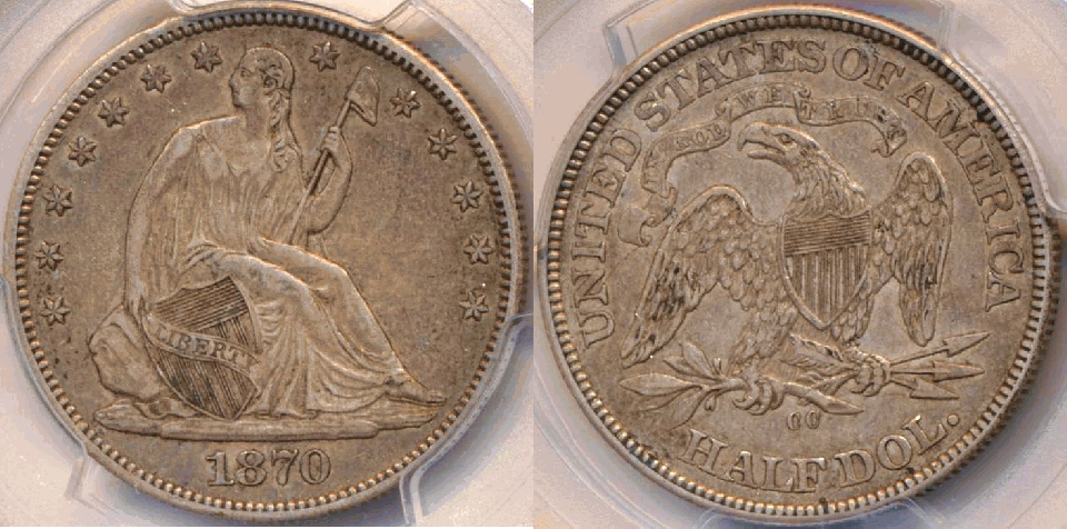 1870-CC Half PCGS AU-50