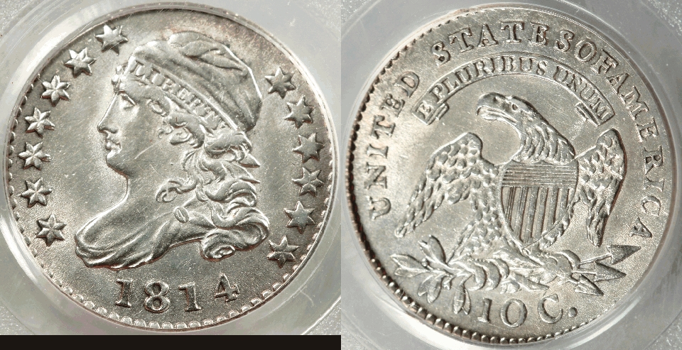 1814SOA dime AU55